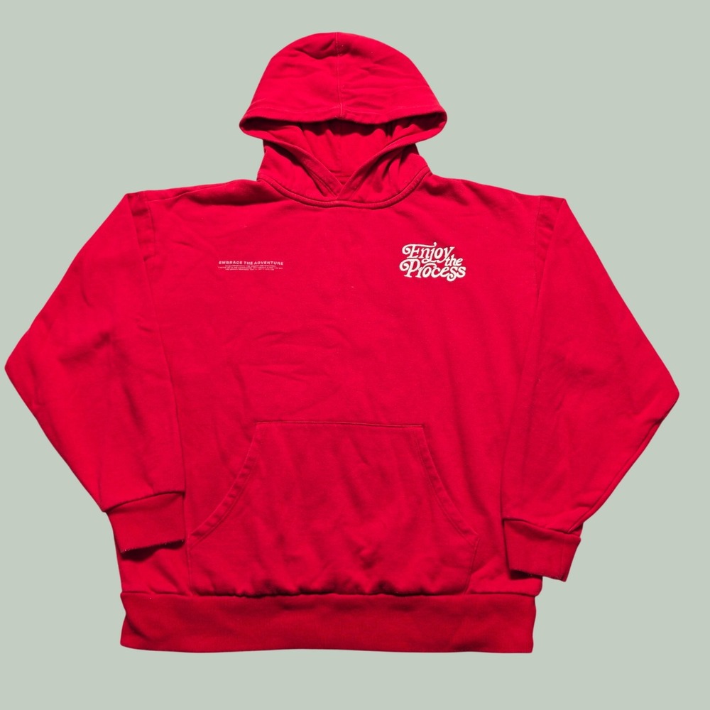 Oversized Gorpcore Fleece Pullover Hoodie Mens Small Red Aeropostale